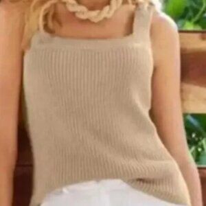 Boston Proper beige sleeveless cotton sweater sz L